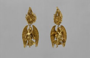 Par de brincos de ouro com Ganimedes e a águia, c.330-300 aC (ouro)